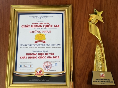 Ngọc Long đạt top 10 thương hiệu uy tín chất lượng quốc gia trong năm 2023